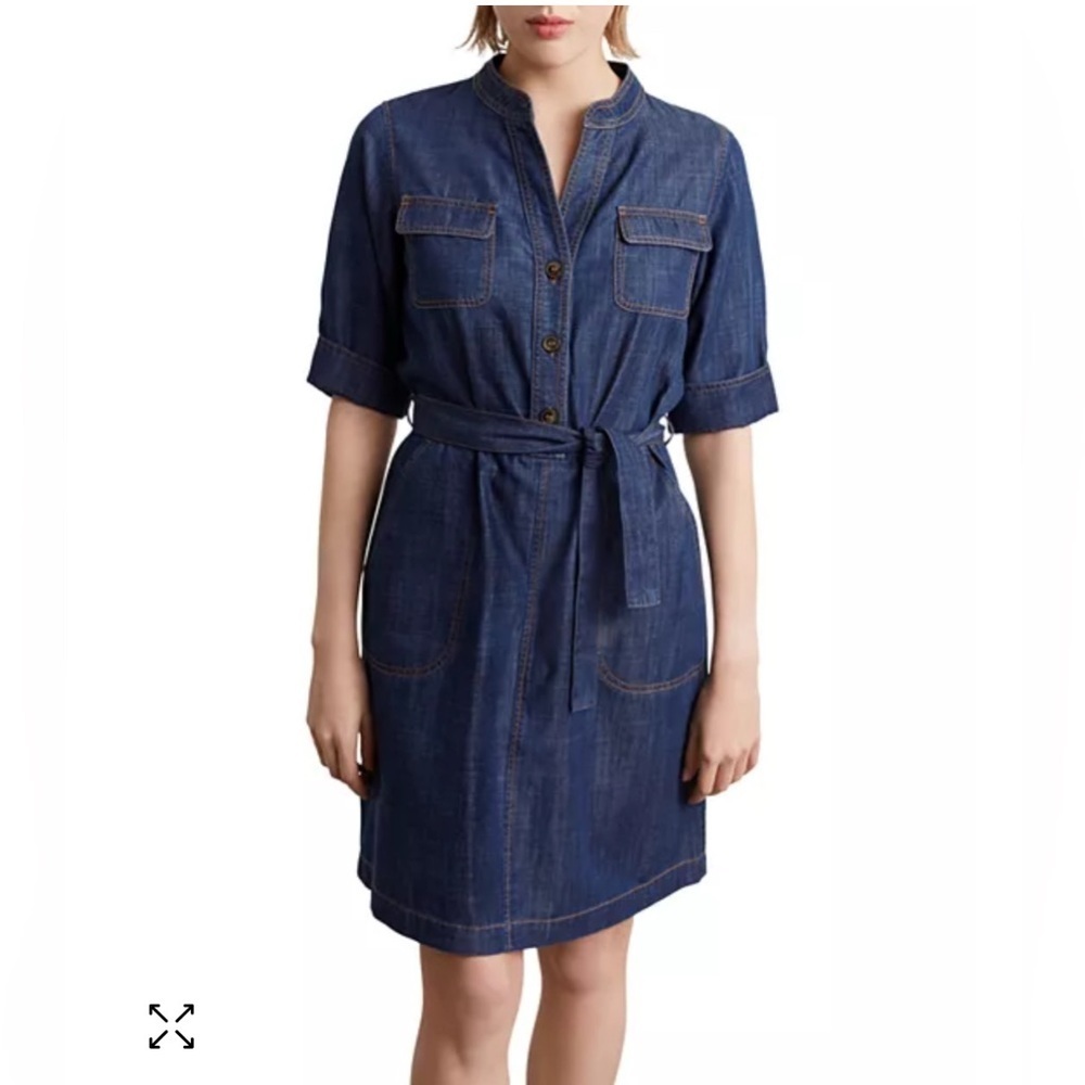 NWOT Gerard Darel Dark Blue Denim Juana Dress with Belt size L